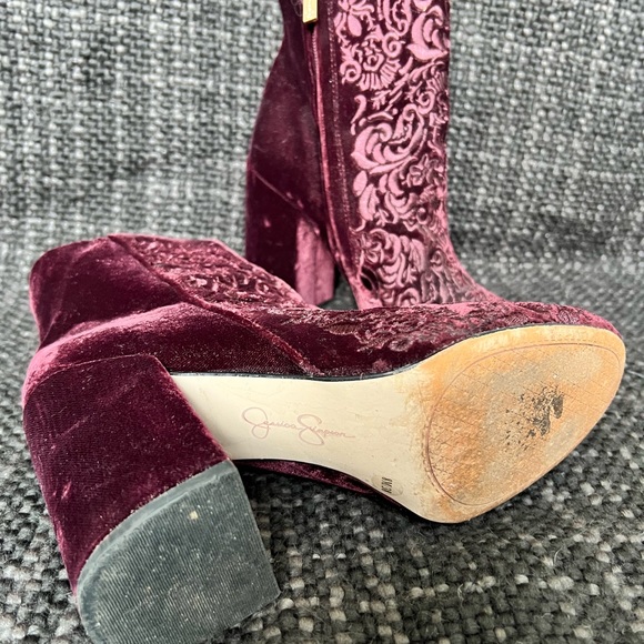 Jessica Simpson Burgundy Velvet Boots - Picture 3 of 8